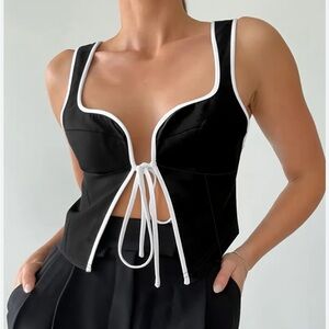 Black Bustier Top with White Trim